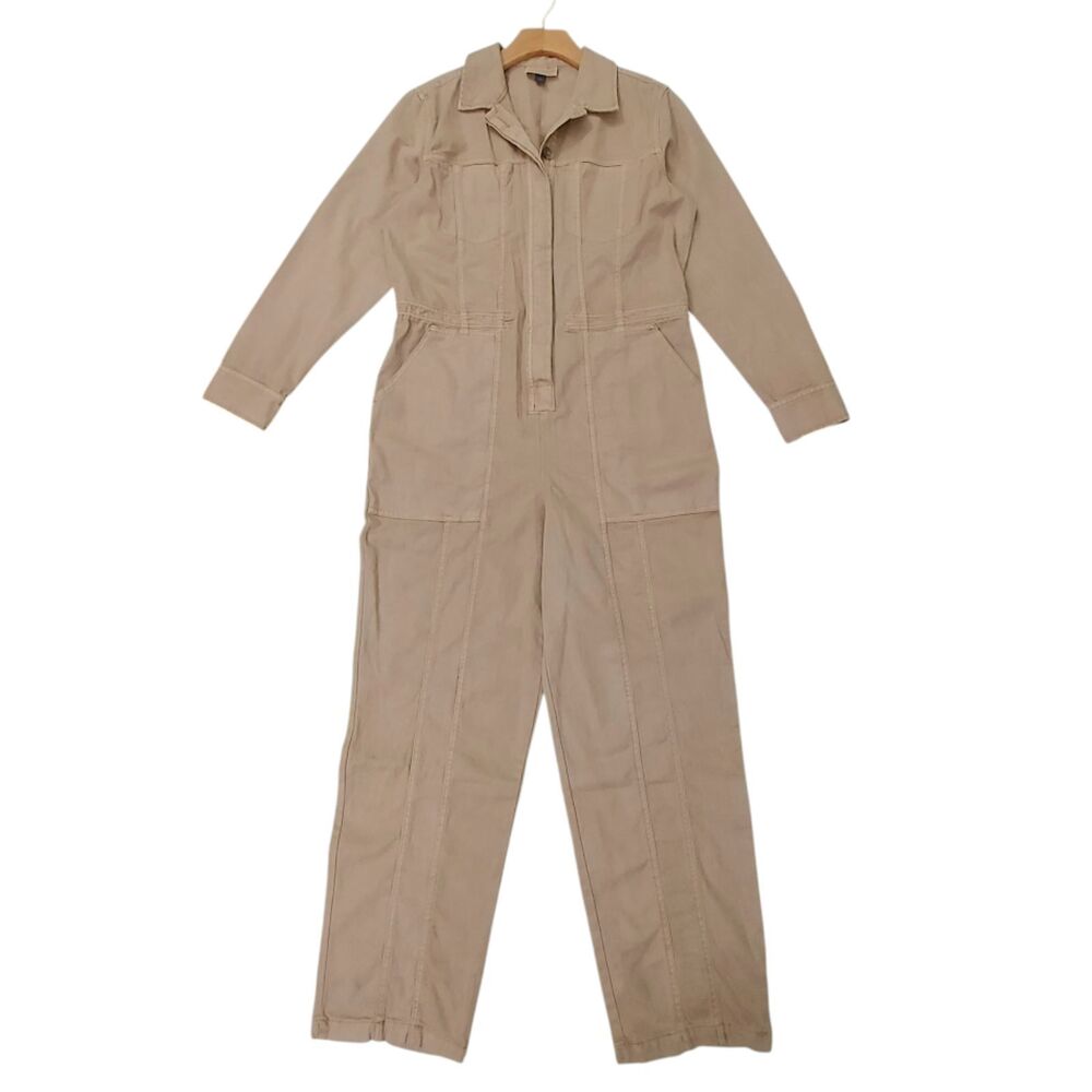 Universal Thread Womens 10 Tan Coveralls Jumpsuit Stretch Denim Work Utility